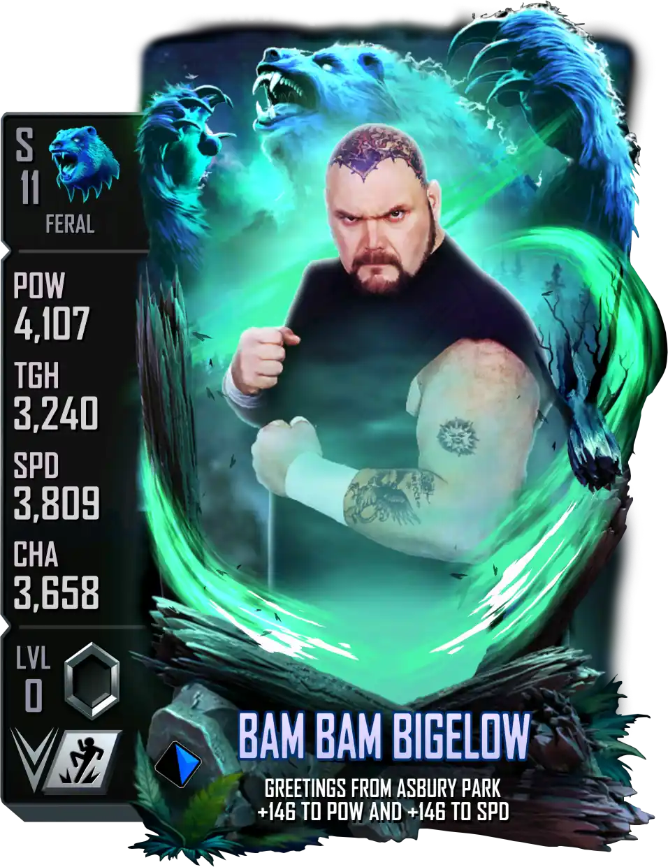 Feral, Bam Bam Bigelow, Standard Card from WWE Supercard