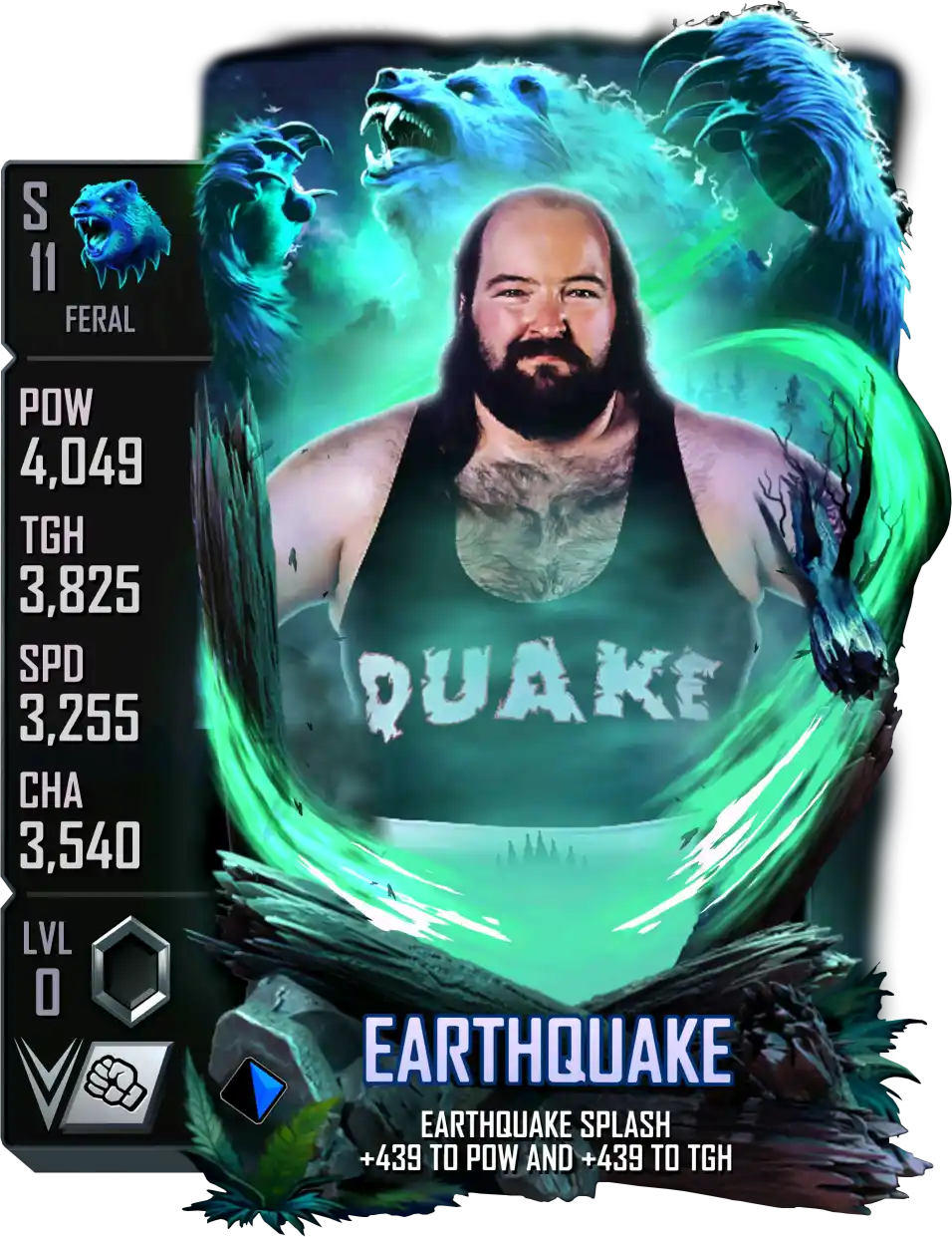 Feral, Earthquake, Standard Card from WWE Supercard