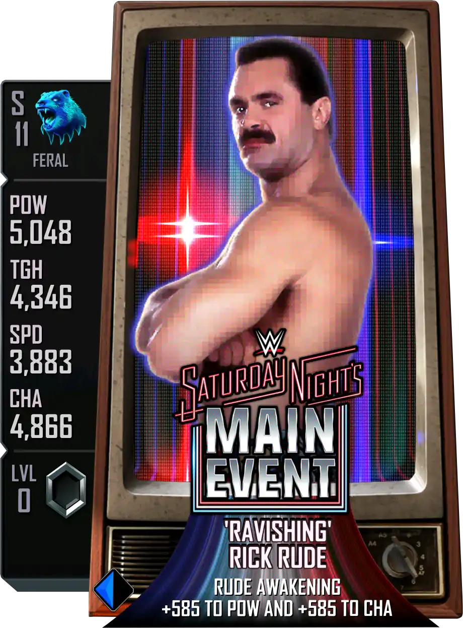 Feral, Rick Rude, SE (Special Edition) Saturday Nights Main Event card from WWE Supercard
