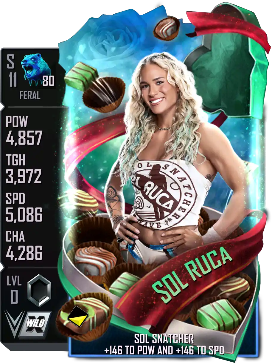 Feral, Sol Ruca, Valentine's Day SE (Special Edition) card from WWE Supercard