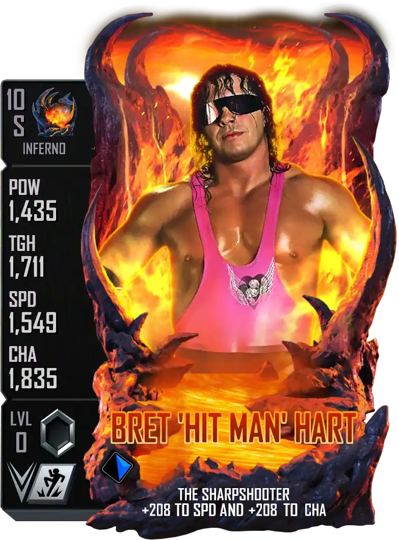 Inferno, Bret 'Hit Man' Hart, Giants Unleashed Heroic Event Card from WWE Supercard