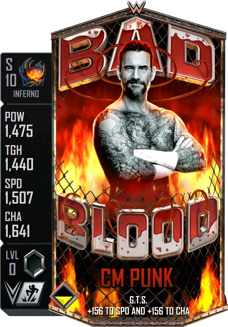 Inferno, CM Punk, PLE (Premium Live Event) Bad Blood Special Edition Card from WWE Supercard