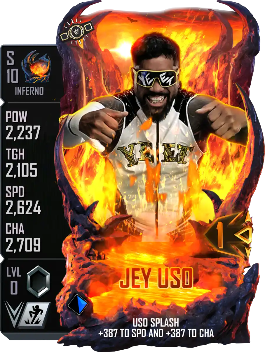Inferno, Jey Uso, Codebreaker Ranked Event Card from WWE Supercard