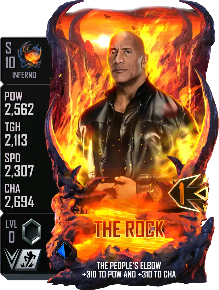 Inferno, The Rock, PCC (People's Champion Challenge) Ranked Event Card from WWE Supercard