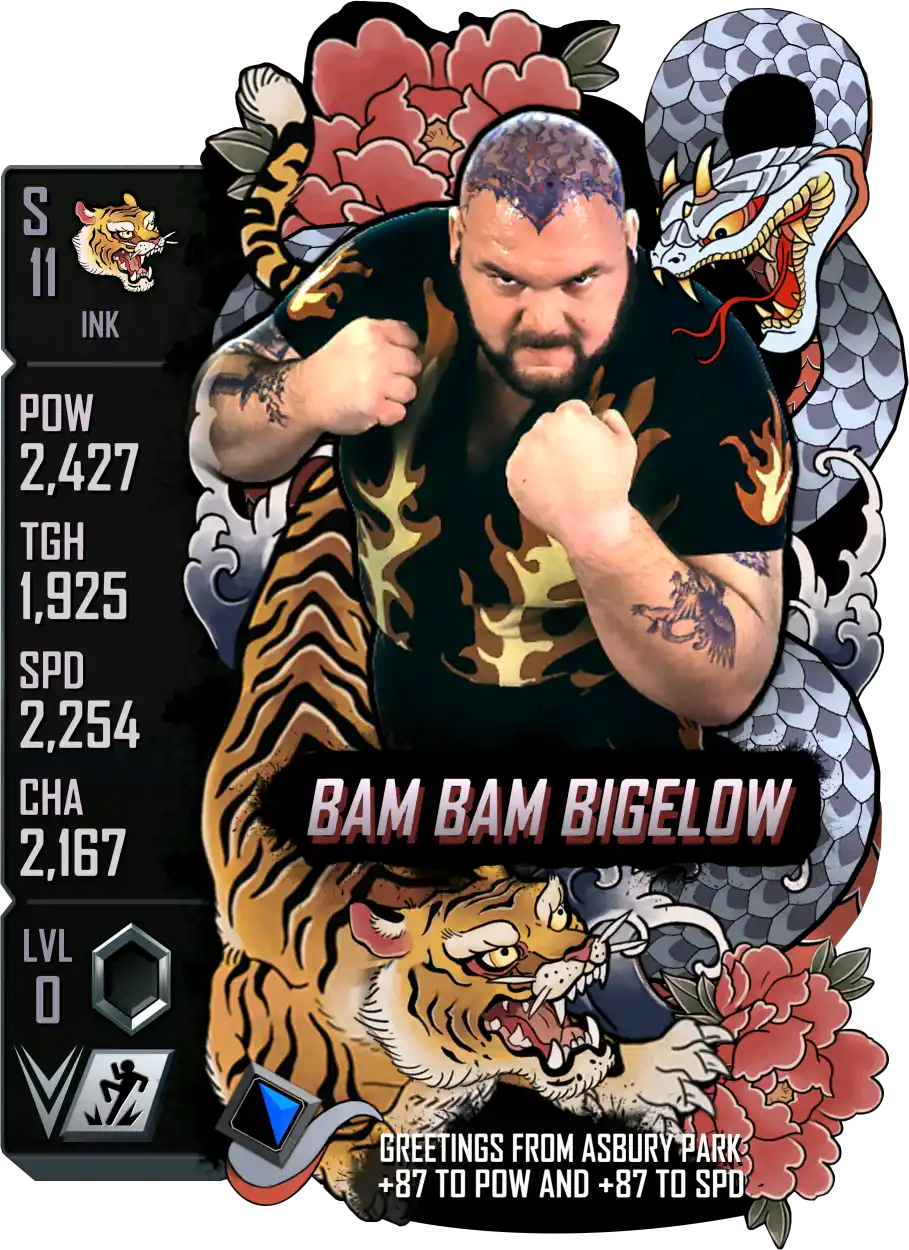 Ink, Bam Bam Bigelow, Standard Card from WWE Supercard