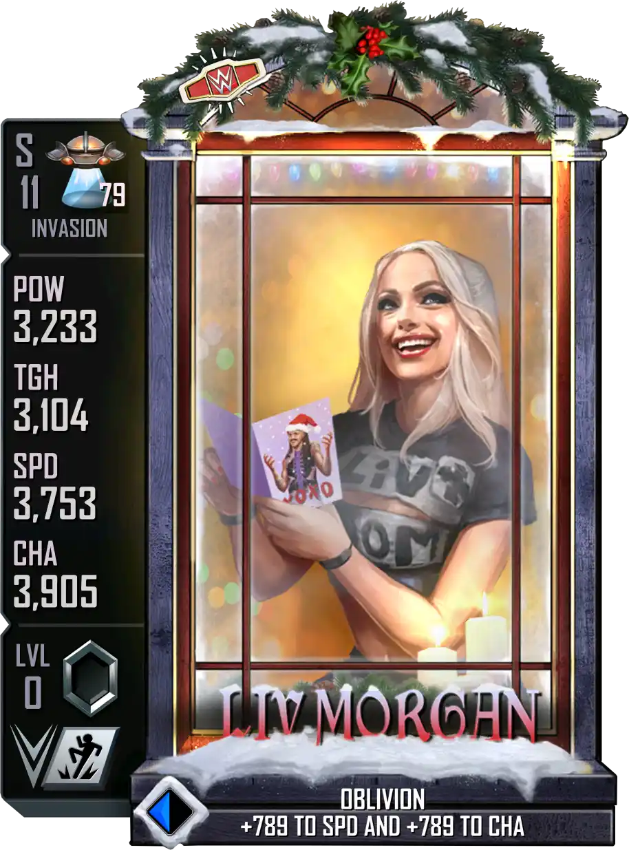 Invasion, Liv Morgan, SE (Special Edition) Winter Holidays card from WWE Supercard