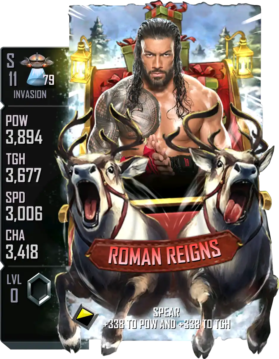 Invasion, Roman Reigns, SE (Special Edition) Winter Holidays card from WWE Supercard