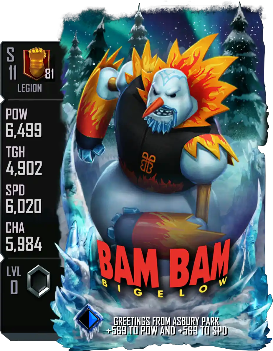 Legion, Bam Bam Bigelow, SE (Special Edition) 2025 Winter Holidays Snowman card from WWE Supercard