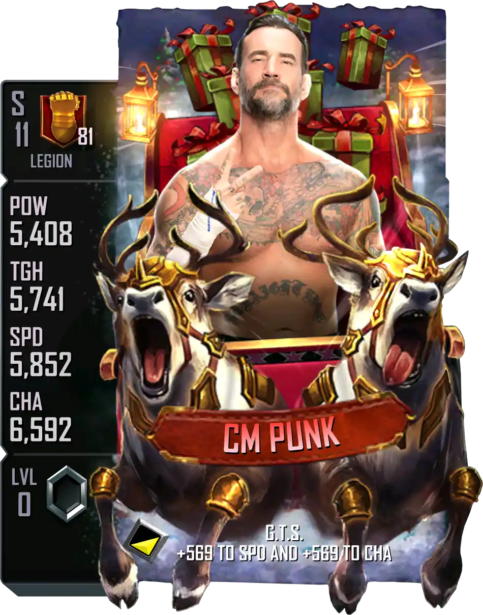 Legion, CM Punk, SE (Special Edition) 2025 Winter Holidays card from WWE Supercard