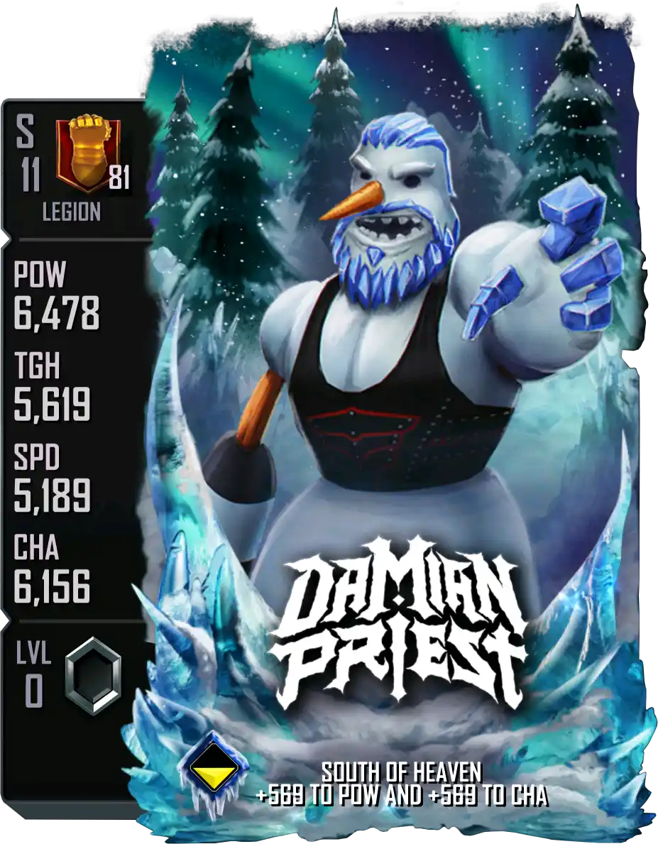 Legion, Damian Priest, SE (Special Edition) 2025 Winter Holidays Snowman card from WWE Supercard