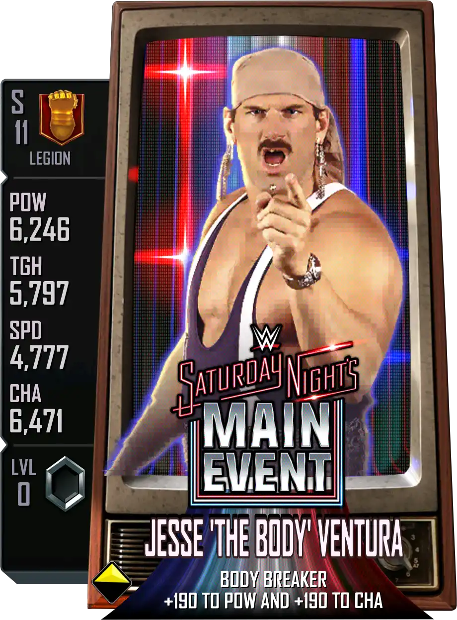 Legion, Jesse Ventura, SE (Special Edition) Saturday Nights Main Event card from WWE Supercard