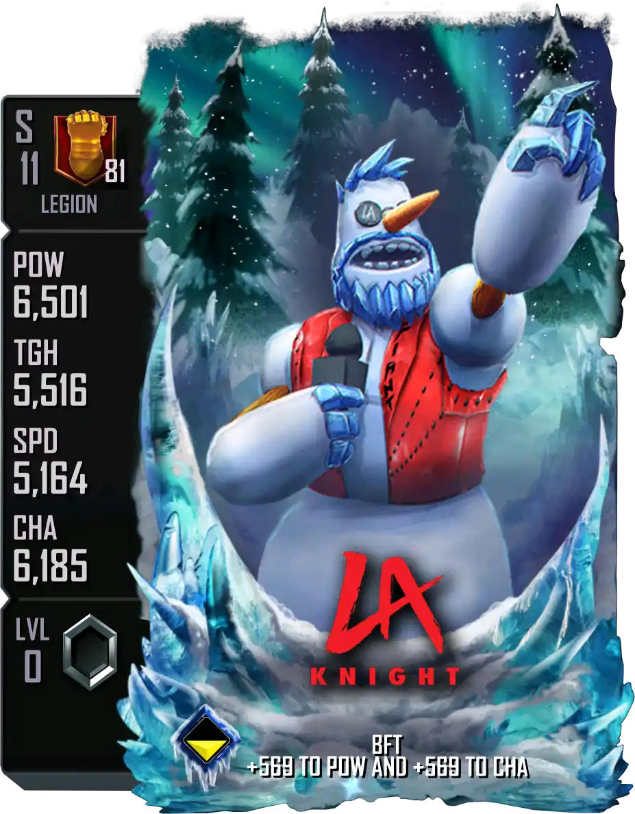 Legion, LA Knight, SE (Special Edition) 2025 Winter Holidays Snowman card from WWE Supercard