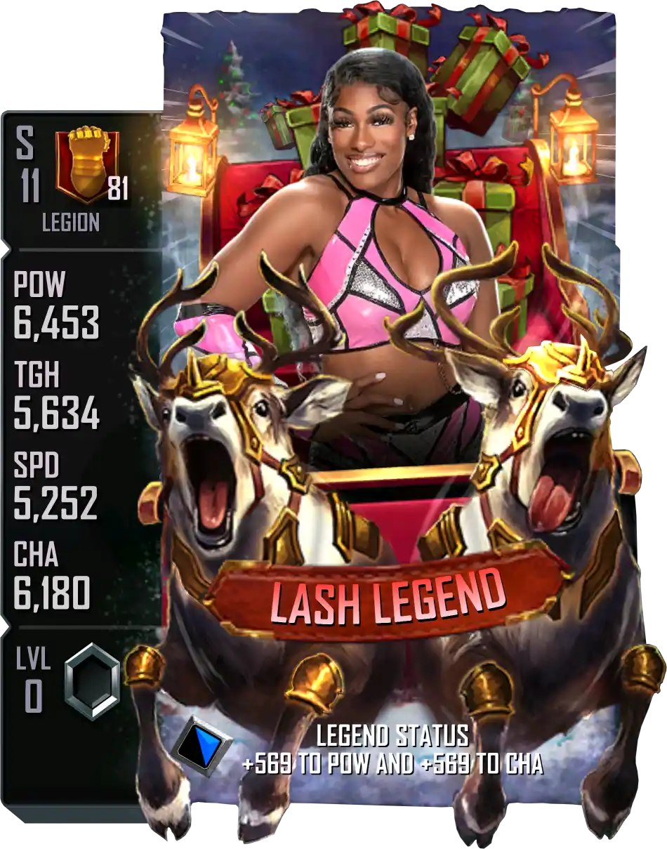 Legion, Lash Legend, SE (Special Edition) 2025 Winter Holidays card from WWE Supercard