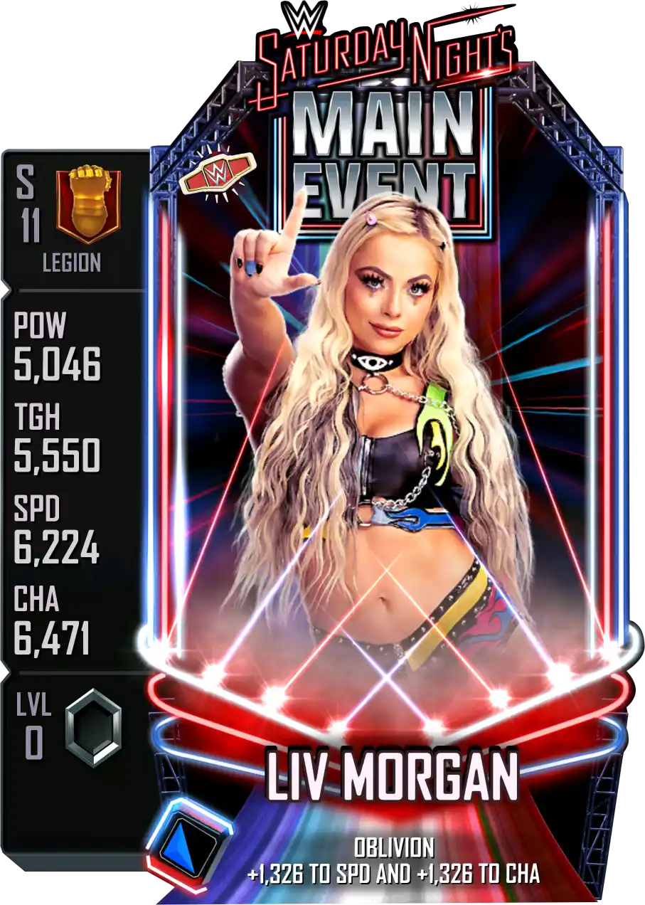 Legion, Liv Morgan, SE (Special Edition) Saturday Nights Main Event card from WWE Supercard