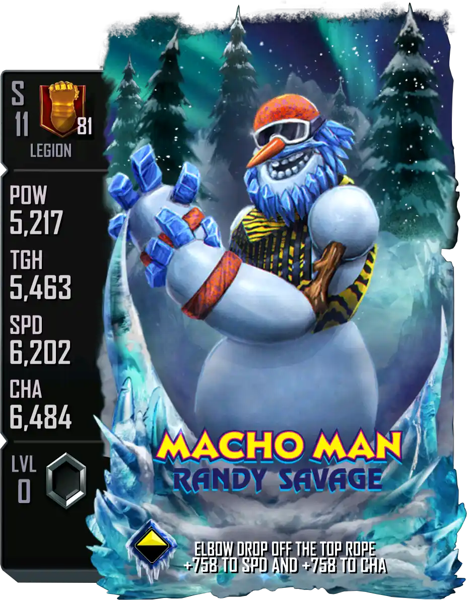 Legion, Randy Savage, SE (Special Edition) 2025 Winter Holidays Snowman card from WWE Supercard