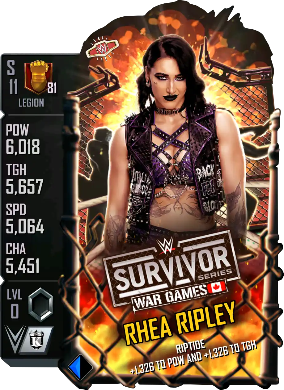 Legion, Rhea Ripley, SE (Special Edition) PLE (Premium Live Event) card from WWE Supercard