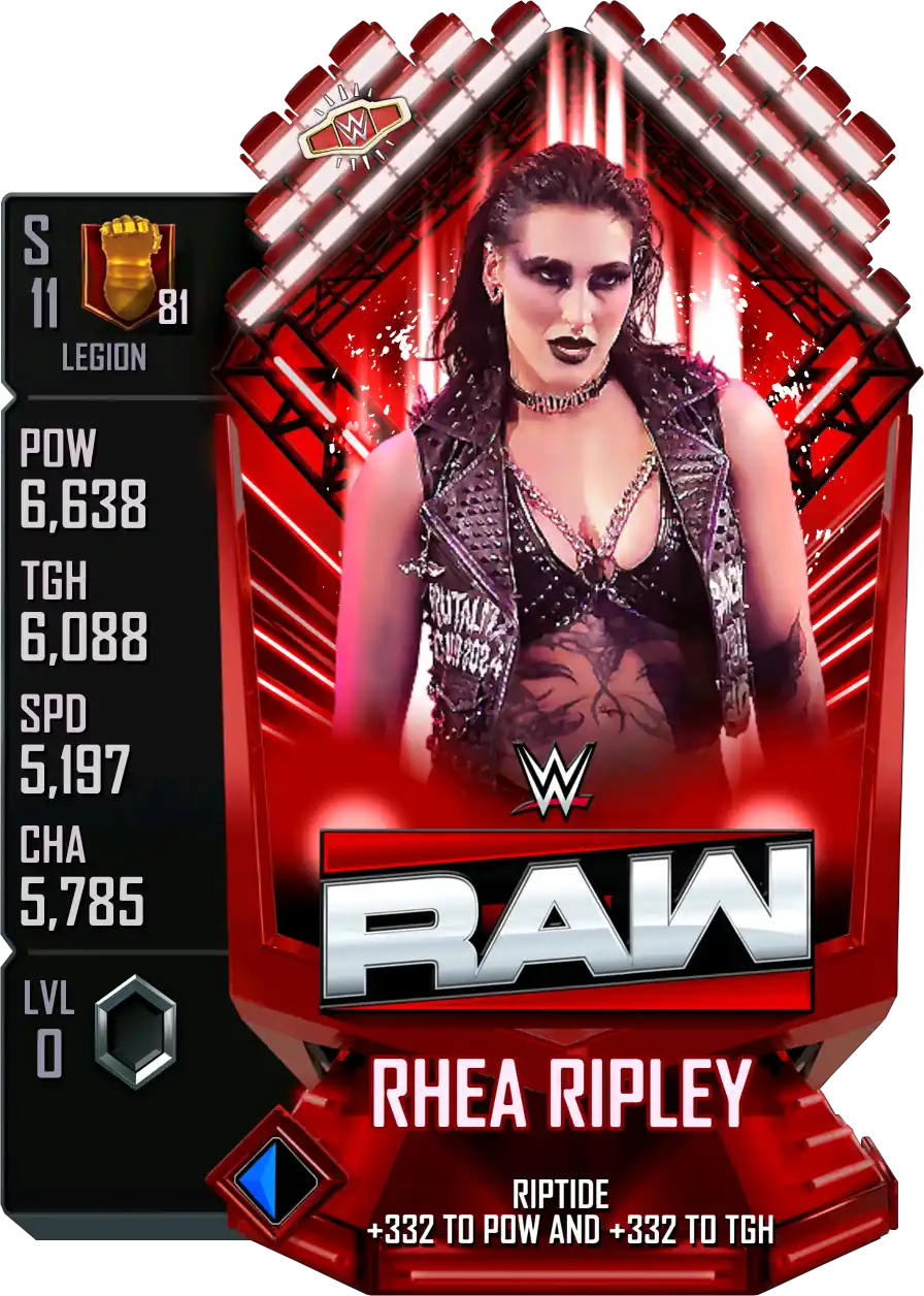 Legion, Rhea Ripley, SE (Special Edition) RAW on Netflix card from WWE Supercard
