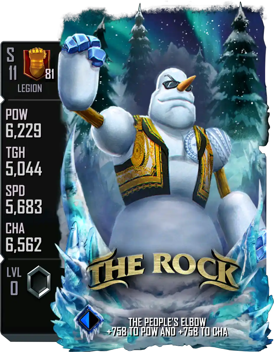 Legion, The Rock, SE (Special Edition) 2025 Winter Holidays Snowman card from WWE Supercard