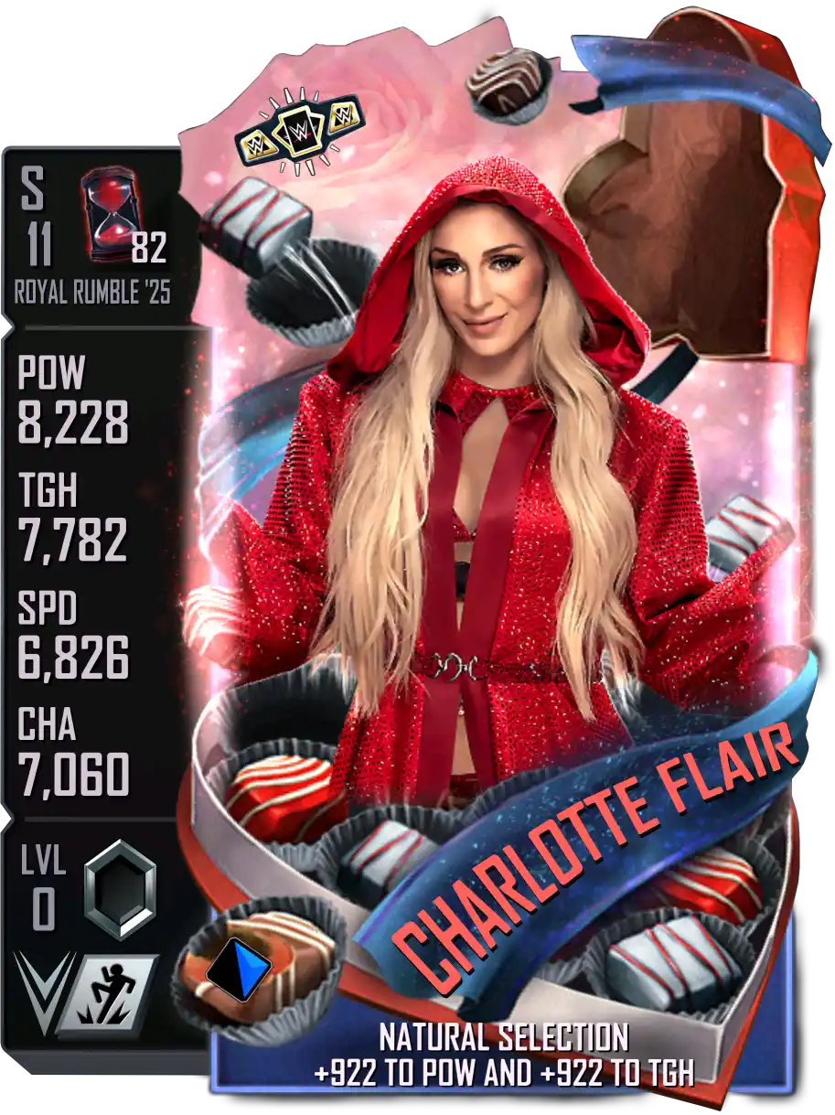 Royal Rumble '25, Charlotte Flair, Valentine's Day SE (Special Edition) card from WWE Supercard
