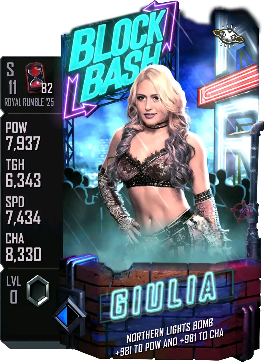 Royal Rumble '25, Giulia, Block Bash SE (Special Edition) card from WWE Supercard