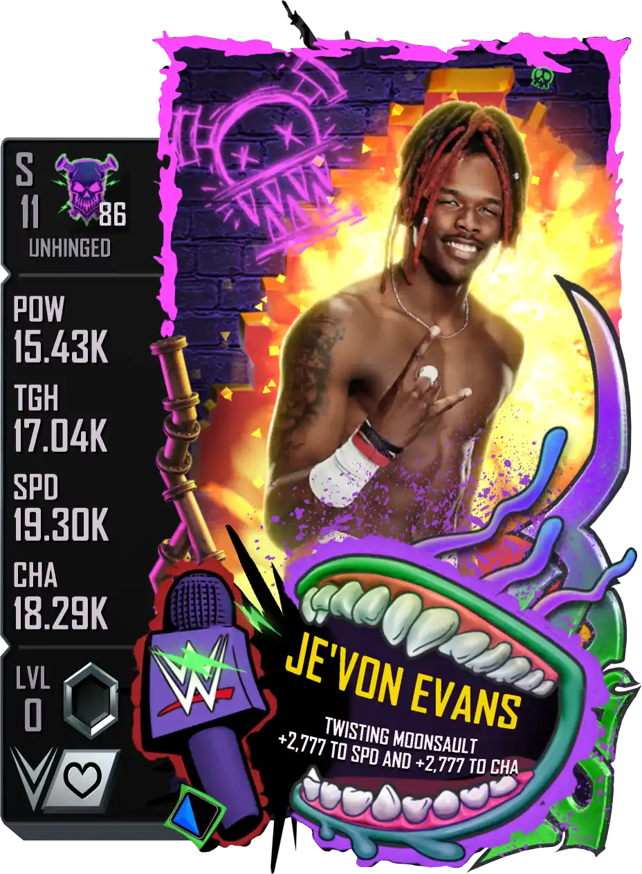 Unhinged, Jevon Evans, Standard Card from WWE Supercard