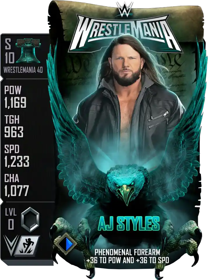 Wrestlemania 40, AJ Styles, Ranked Clash Of Champions Event card from WWE Supercard