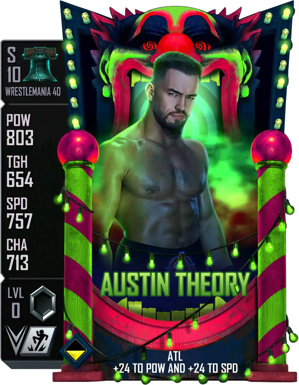Wrestlemania 40, Austin Theory, Fusion Seasonal Summer card from WWE Supercard
