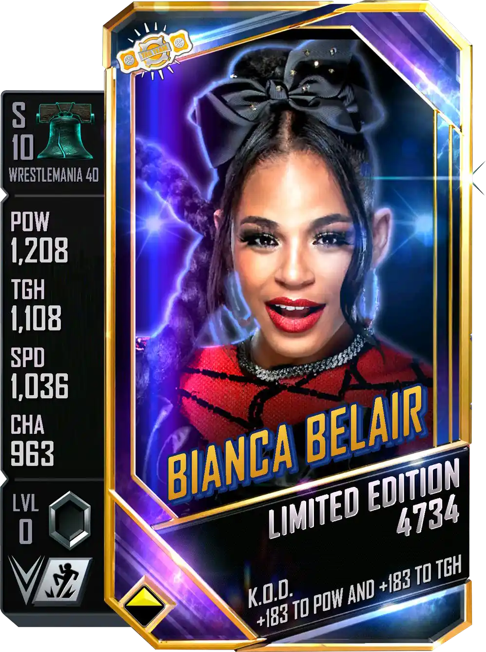 Wrestlemania 40, Bianca Belair, LE (Limited Edition) card from WWE Supercard