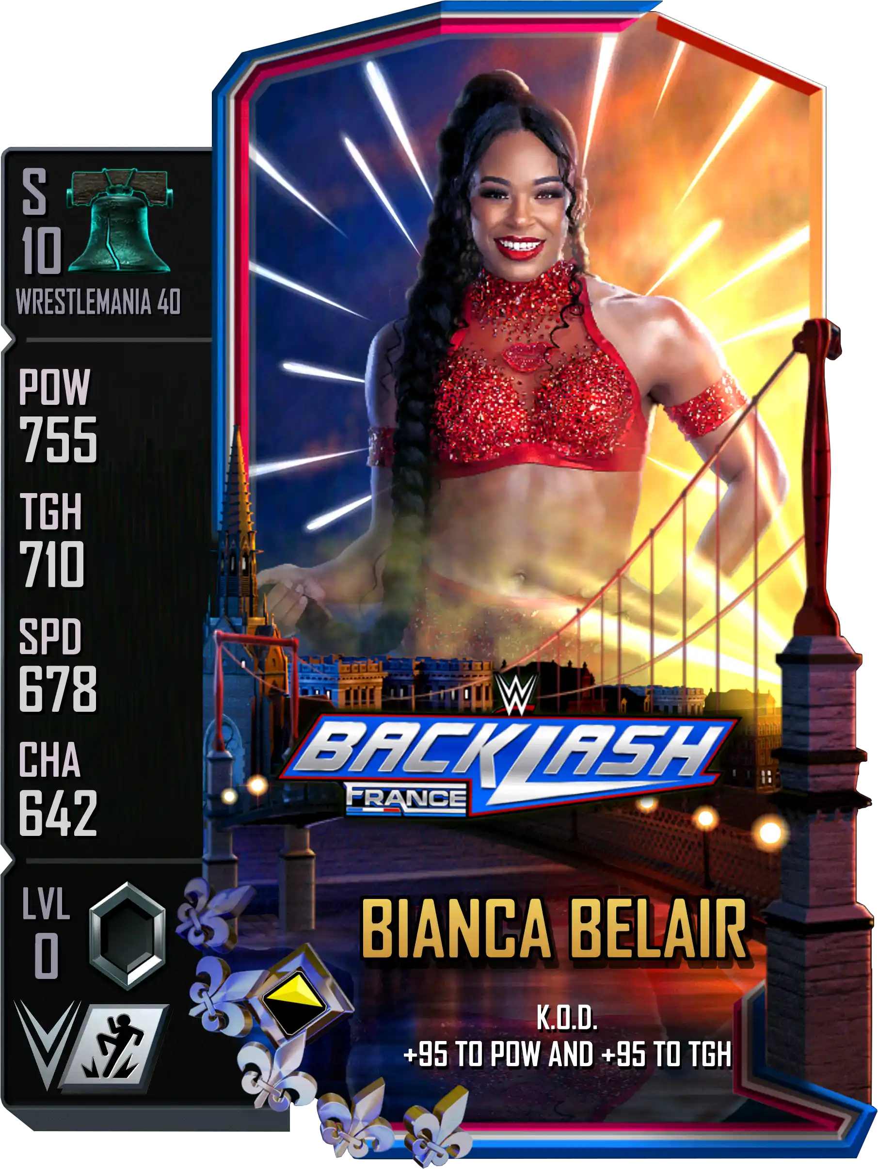 Wrestlemania 40, Bianca Belair, PLE (Premium Live Event) Backlash France card from WWE Supercard