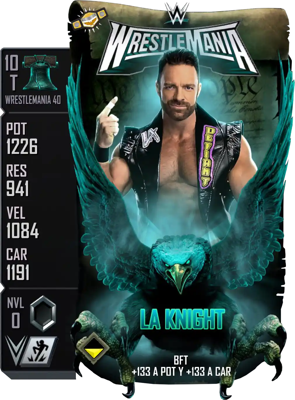 Wrestlemania 40, LA Knight, Ranked Clash Of Champions Event card from WWE Supercard